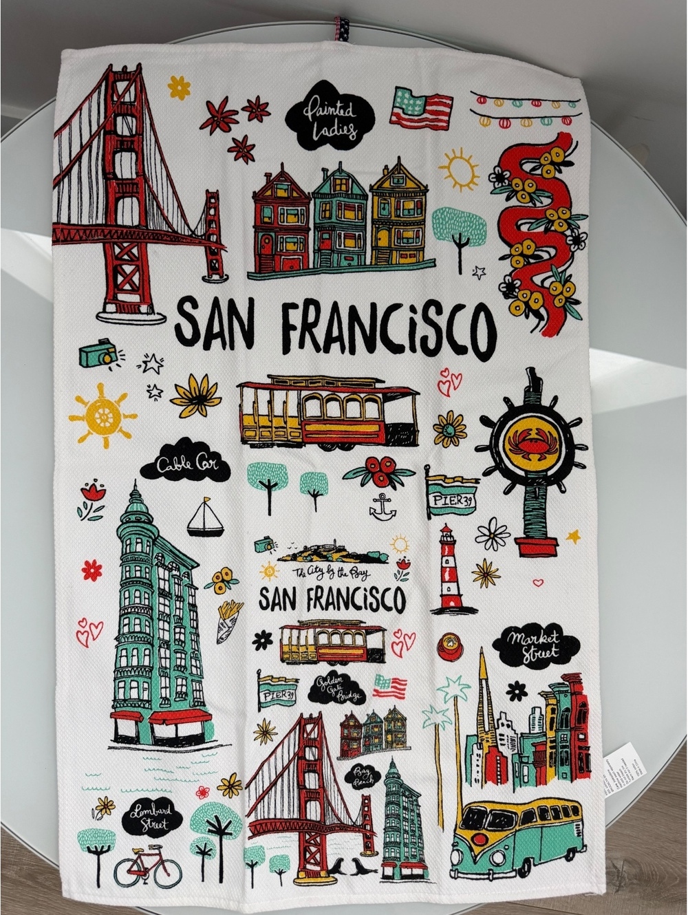 Painted Ladies San Francisco Kitchen Tea Towel 100% cotton